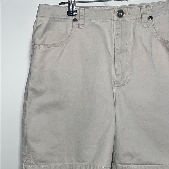 Tan Flat Front Shorts with Classic Design - Picture 3 of 7